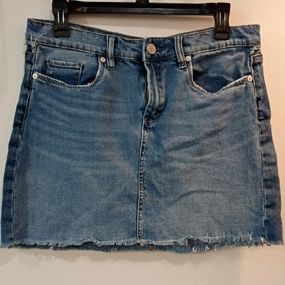 Blank NYC Frayed Hem Blue Mini Skirt